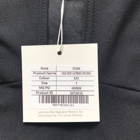 Missguided black crossbody halter neck mini dress - Picture 6 of 7